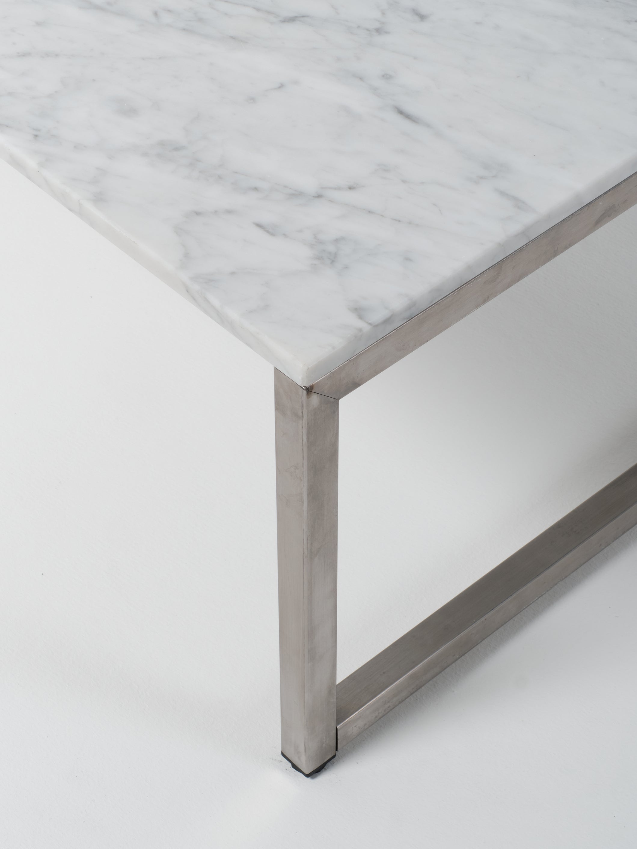 Coffee Table 1 / Stainless Steel | Square | Bianco Carrara