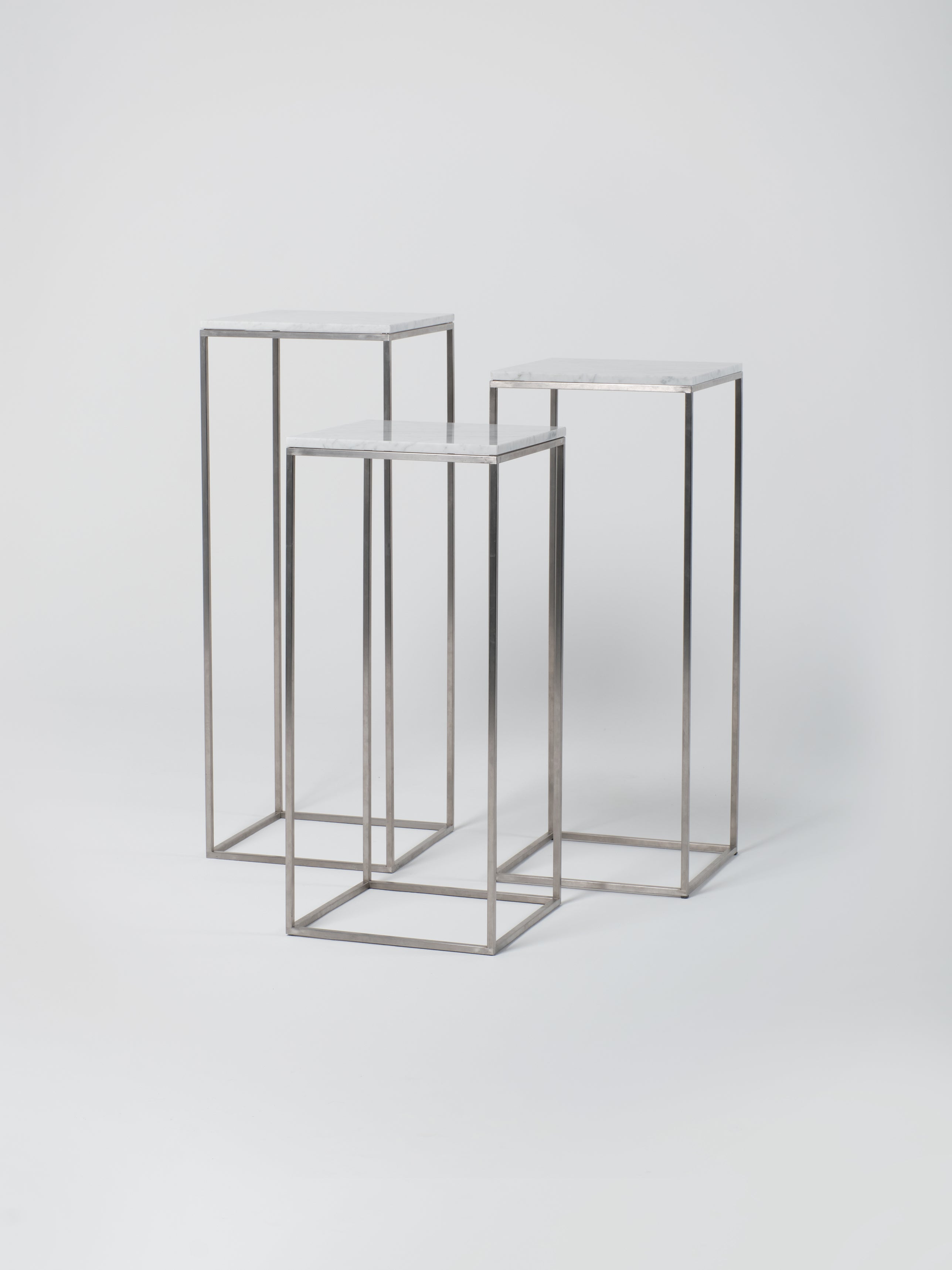 Podium Set 3 / 45cm Square / Stainless Steel / Bianco Carrara