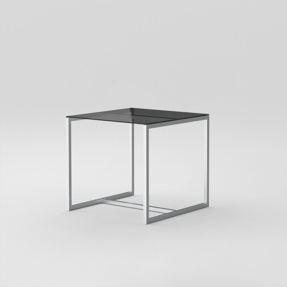 Table 17 / Square / Stainless Steel / Glass / Grey