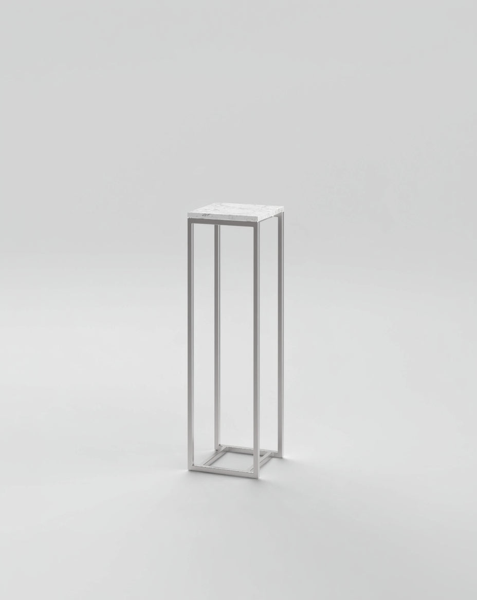 Podium 3 / 30cm Square / Stainless Steel / Bianco Carrara
