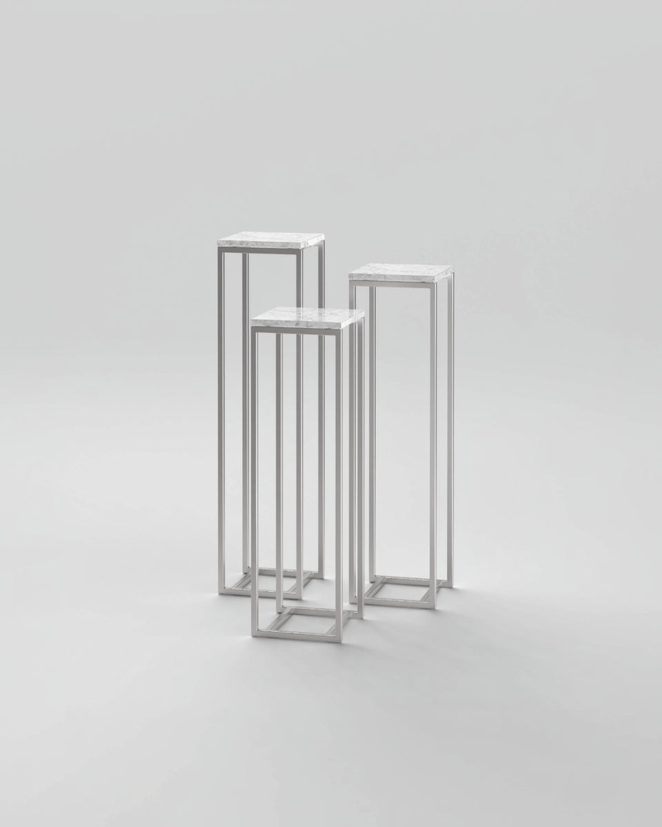 Podium Set 3 / 30cm Square / Stainless Steel / Bianco Carrara