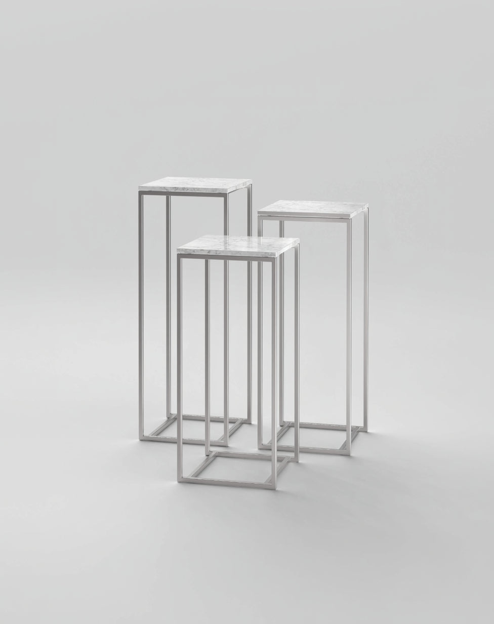 Podium Set 3 / 45cm Square / Stainless Steel / Bianco Carrara