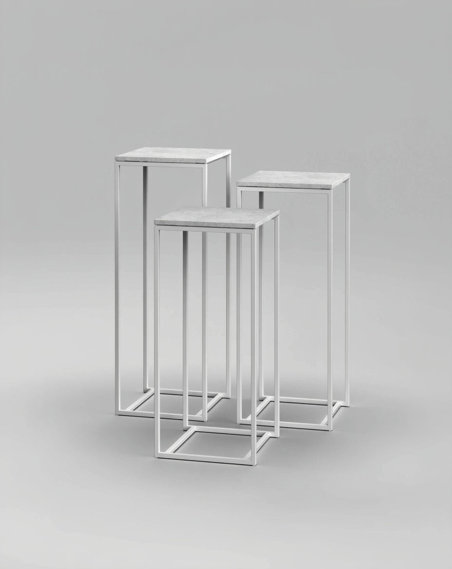 Podium Set 8 / 45cm Square / White Concrete